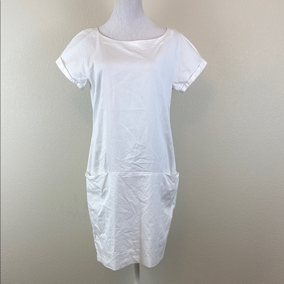 Penny Black by MaxMara Cotton White Short Sleeve Dress with Pockets Size 10 - Picture 1 of 11